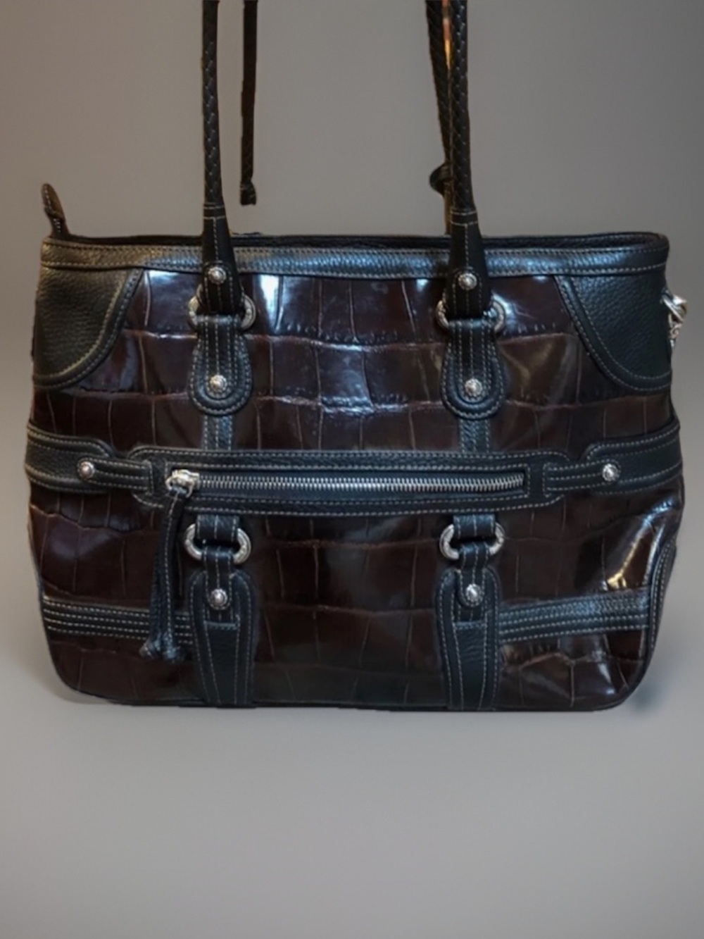 Brighton Brown Leather Tote Handbag